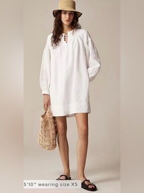 J. Crew Gathered popover linen summer dress - size small - NWT - resort dress